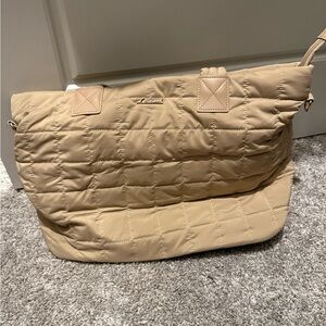 Tan Quilted Tote Bag